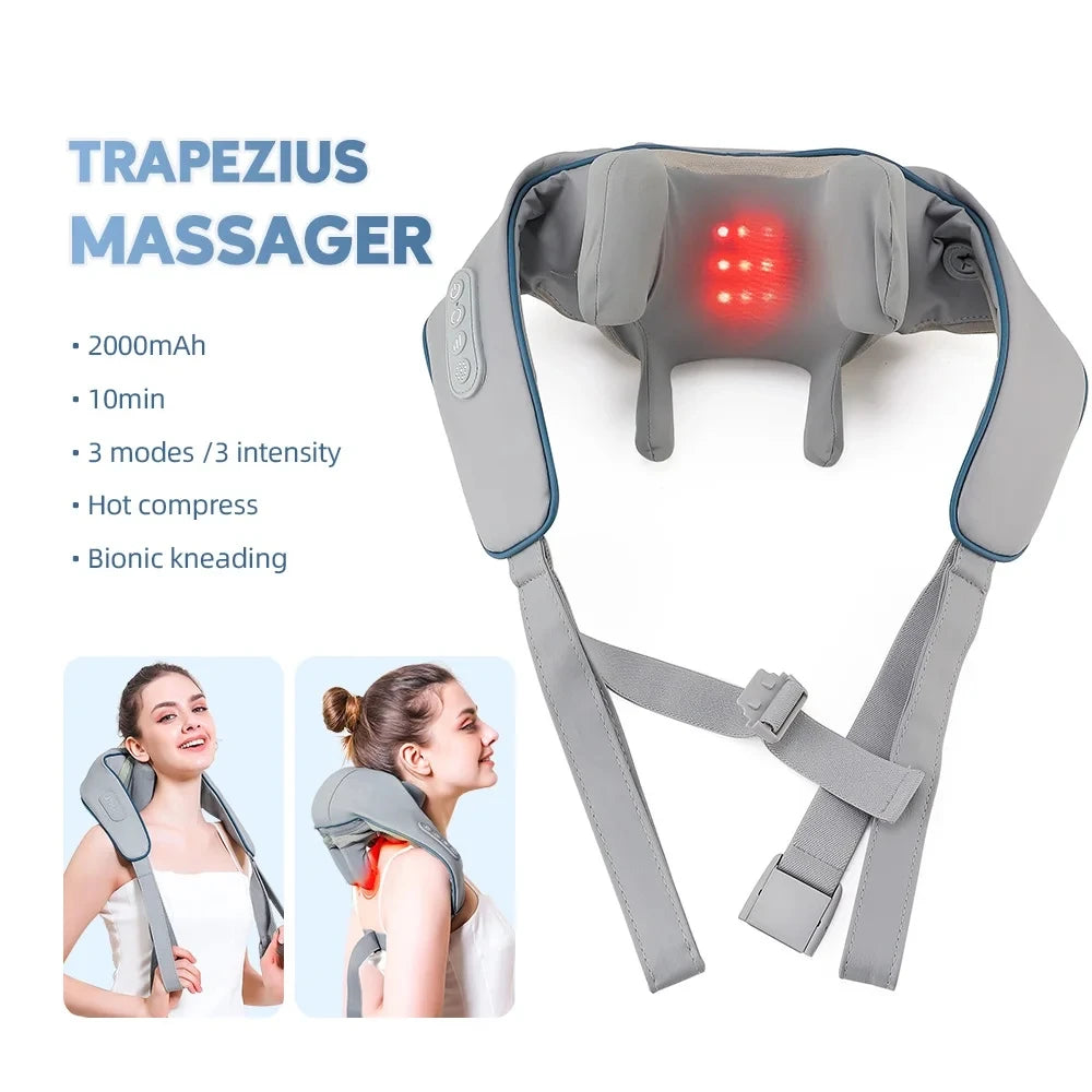 Wireless Neck and Shoulder Massager with Heat – Portable Deep Tissue Relief Anywhere - LEE'S ONLINE MALL