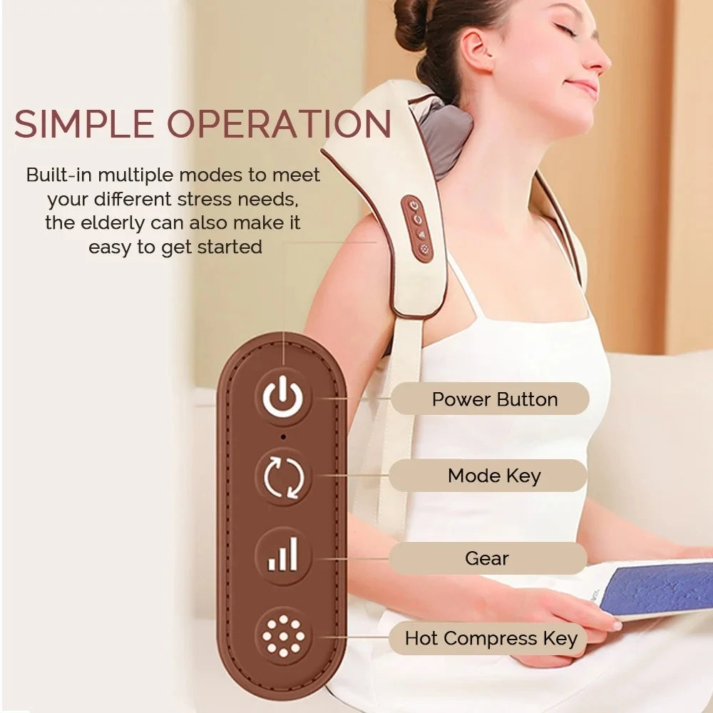 Wireless Neck and Shoulder Massager with Heat – Portable Deep Tissue Relief Anywhere