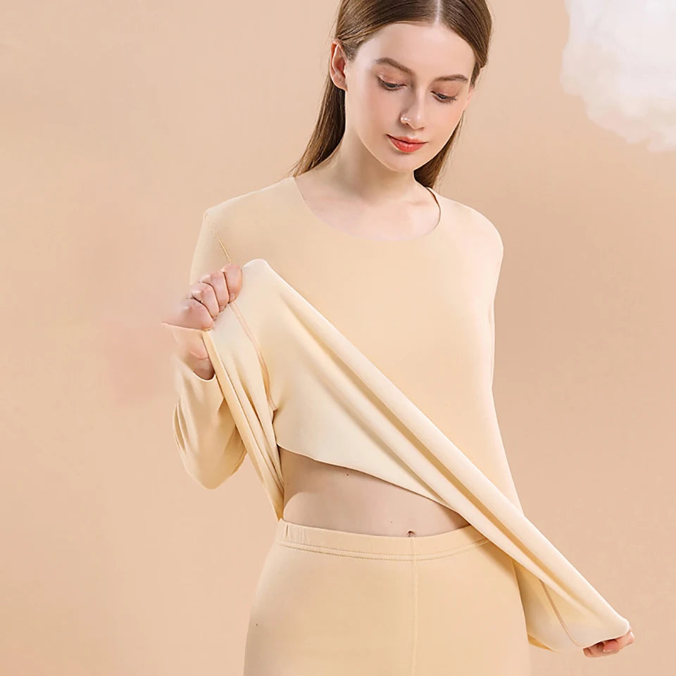 Women's Thermal Underwear Set First Base Layer Long Johns Fleece Lined Undershirt For Winter Cold Weather Thermal Clothing